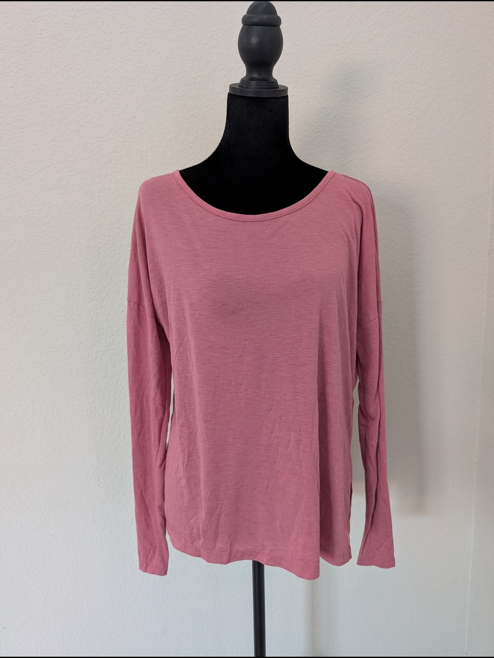 Nike Long-Sleeve Scoop Neck Top - Mauve Pink